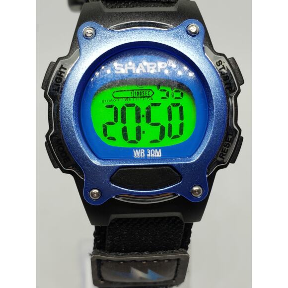 Sharp digital sports watch SHR3004KL. Blue face small band. Working watch
